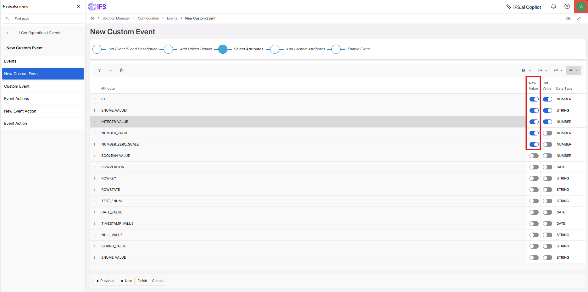 Custom Event configuration: only NEW attribute values are passed to the Workflow; OLD values are not available even when Old Value is selected