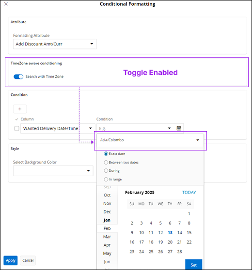 Toggle Format Options Conditional Formatting - Technical Documentation For IFS Cloud