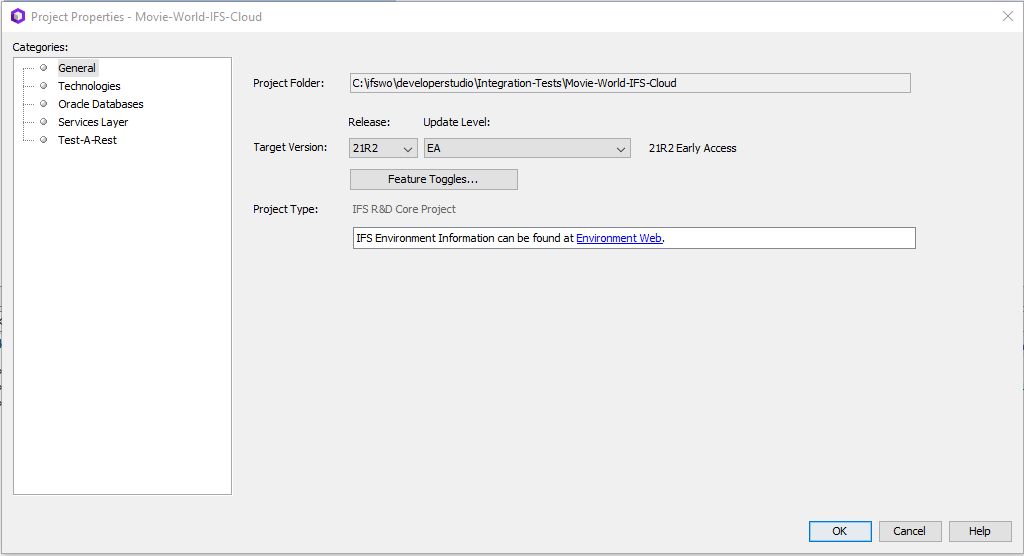 Project Properties - Technical Documentation For IFS Cloud