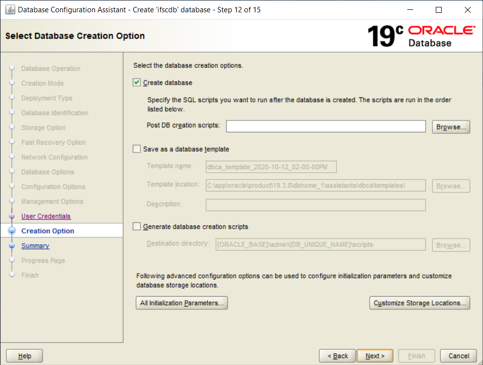 030 create oracle19c database - Technical Documentation For IFS Cloud
