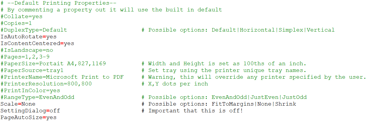 Print Agent Printing Parameters - Technical Documentation For IFS Cloud