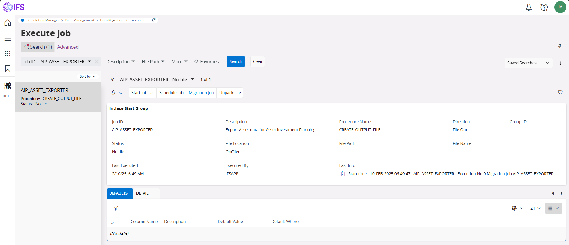 search execute job