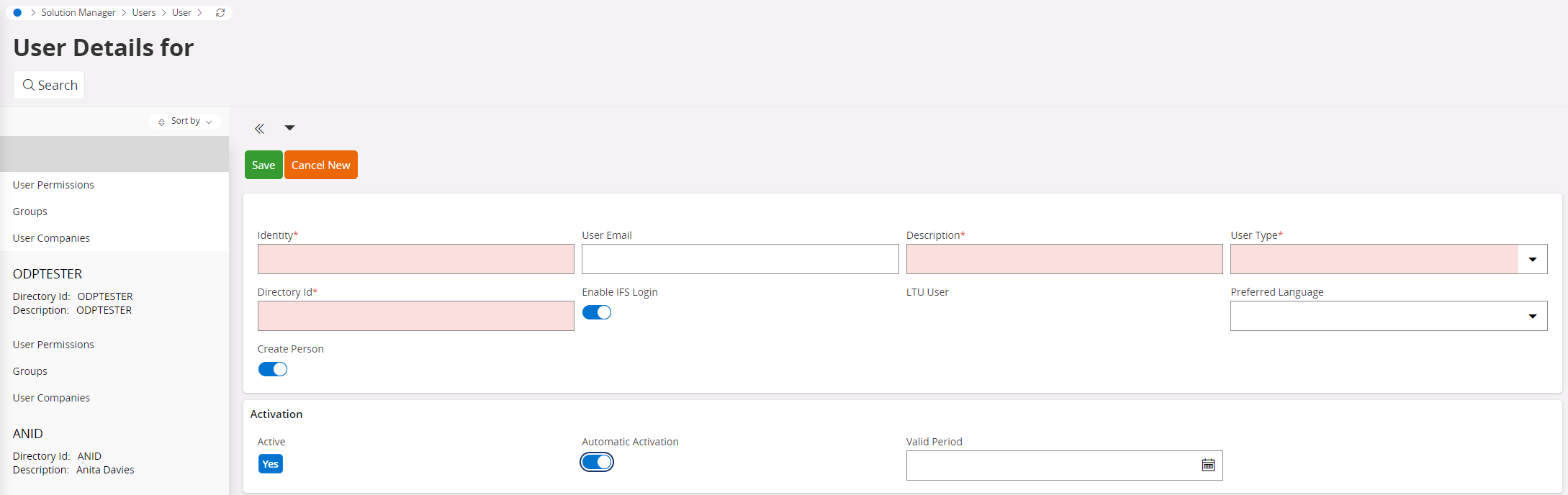 Create New User