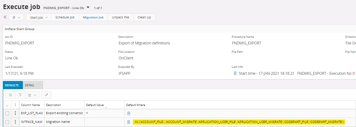 Export/Import Migration Definition - Technical Documentation For IFS Cloud