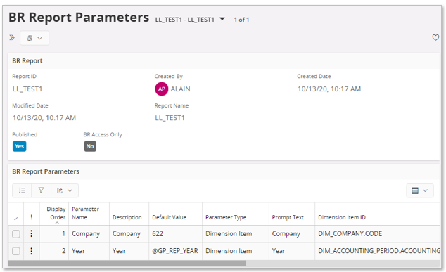 BR Report Parameters - Technical Documentation For IFS Cloud