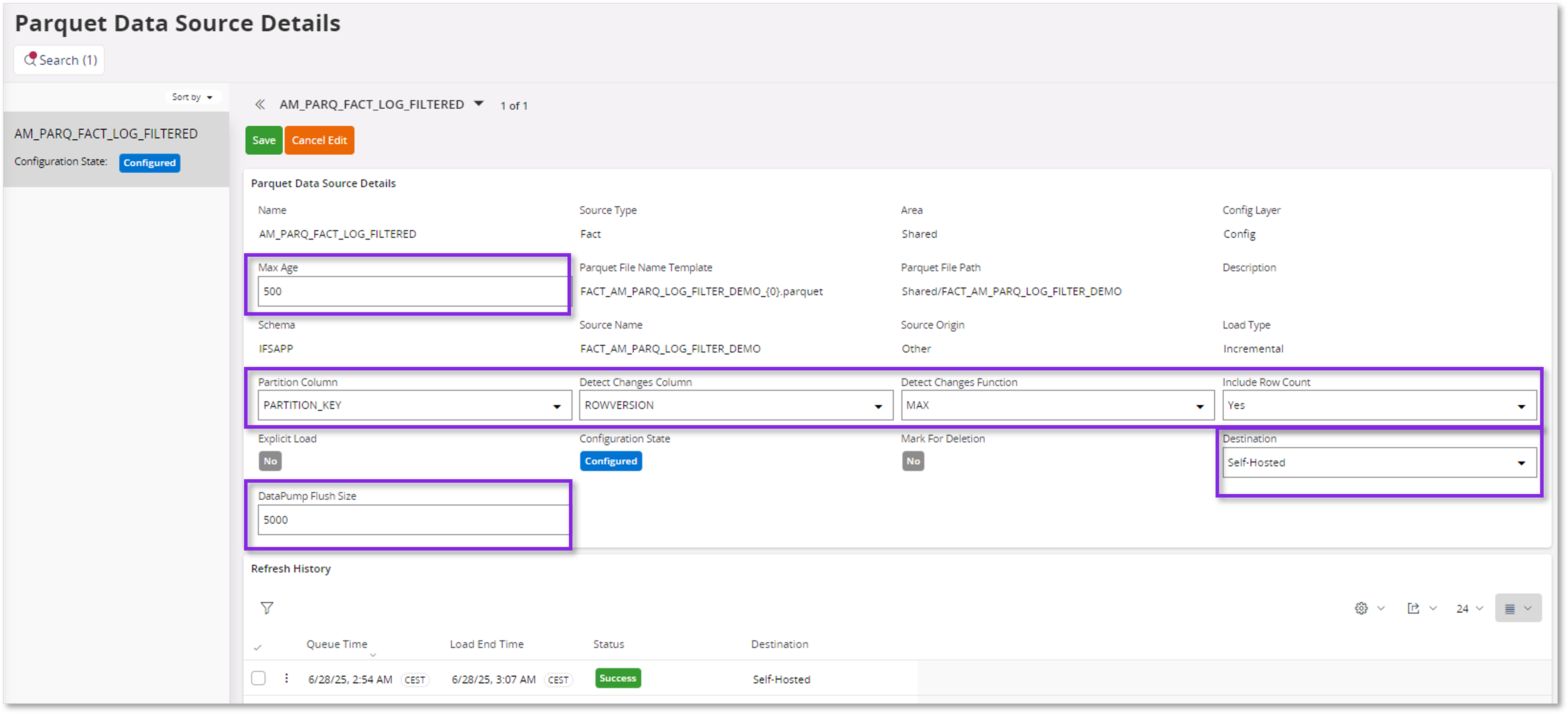 Edit Parquet Data Sources - Technical Documentation For IFS Cloud