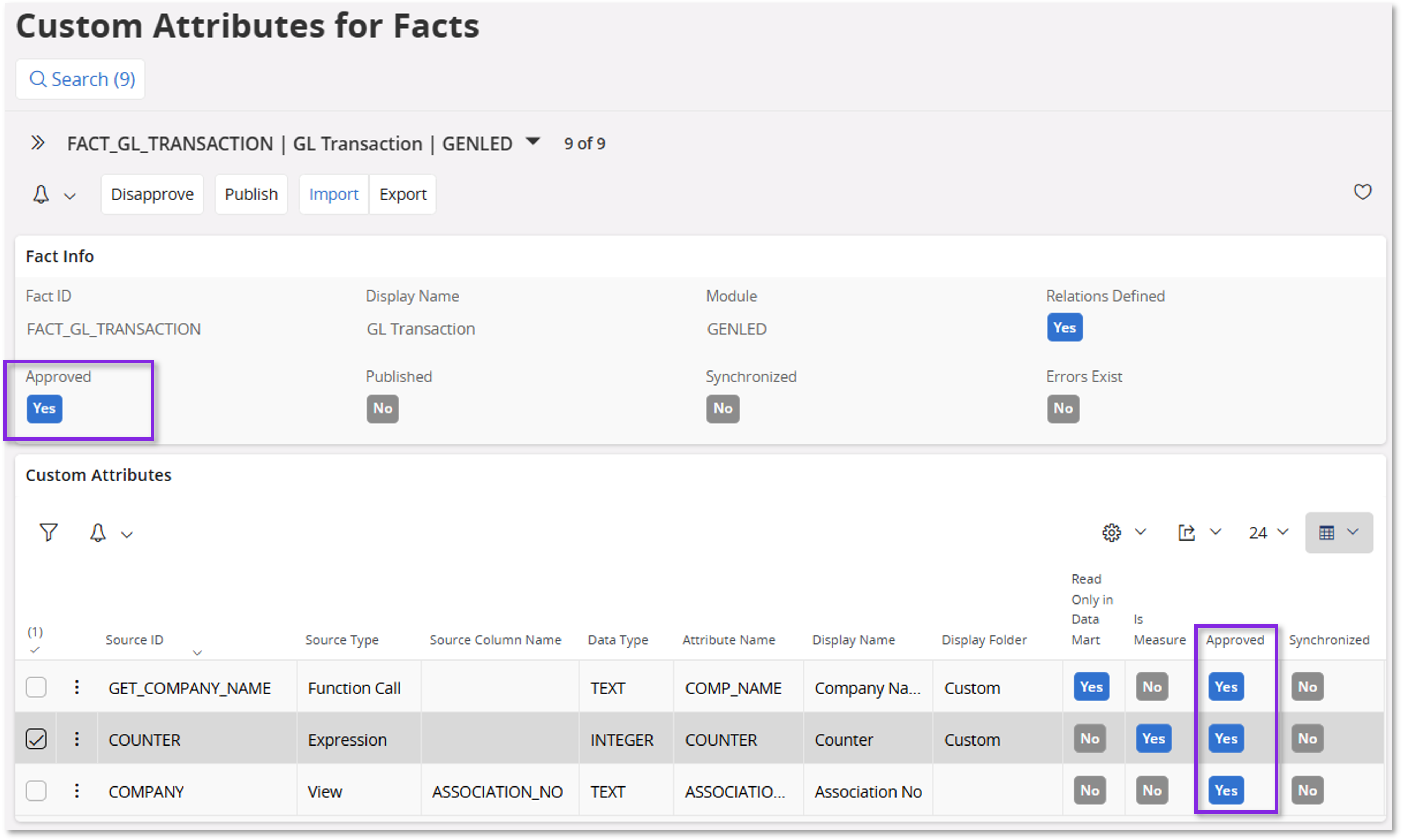 Custom Attributes for Facts - Technical Documentation For IFS Cloud