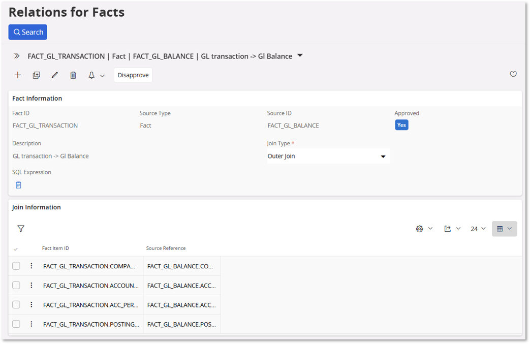 Source Relations for Facts - Technical Documentation For IFS Cloud