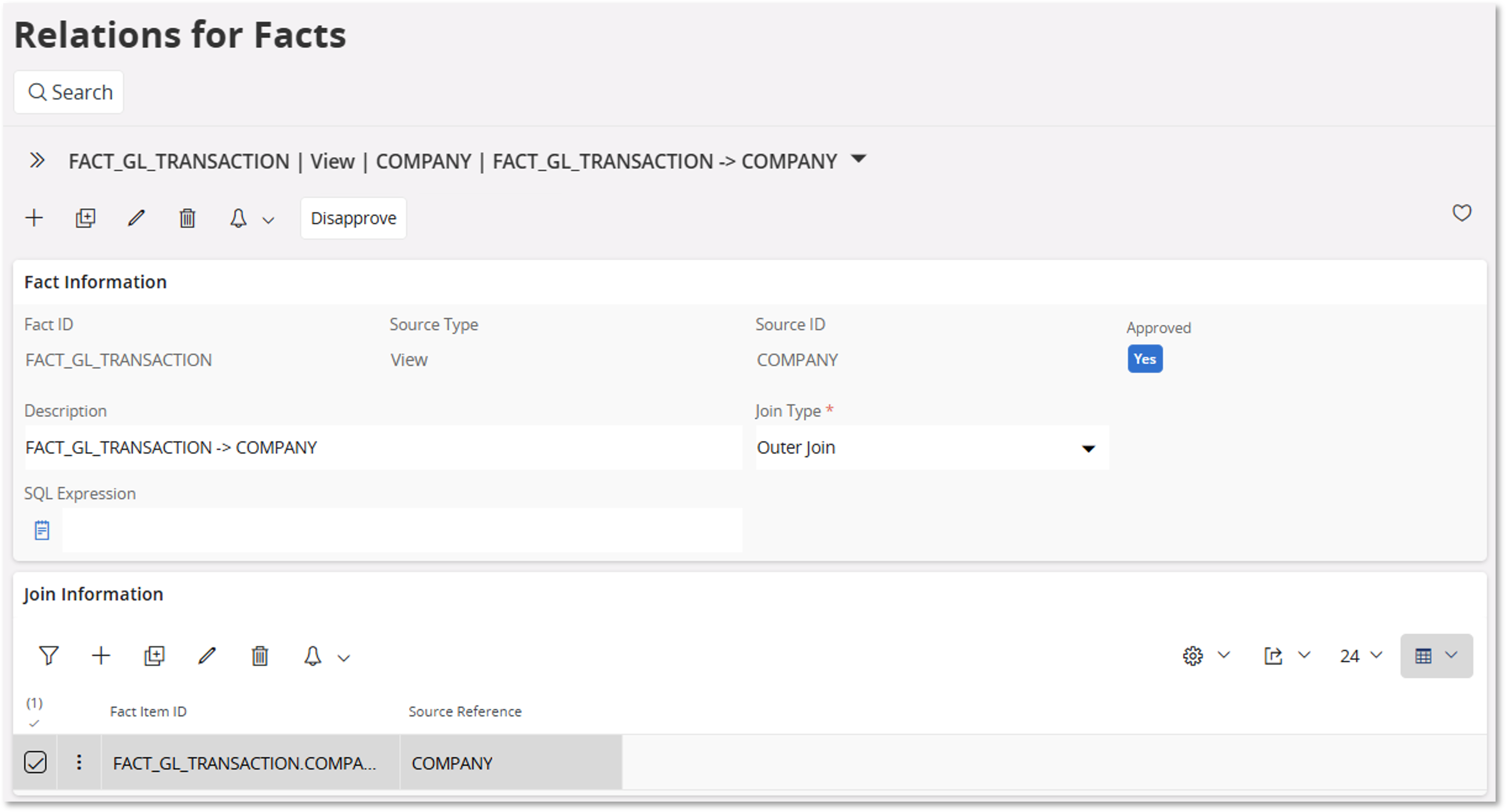 Source Relations for Facts - Technical Documentation For IFS Cloud