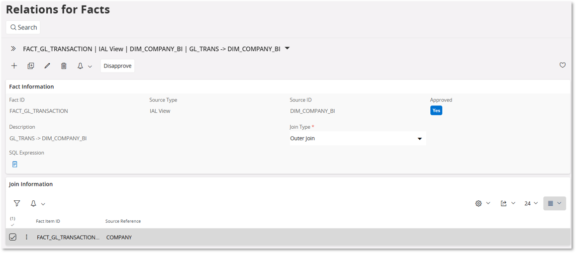 Source Relations for Facts - Technical Documentation For IFS Cloud