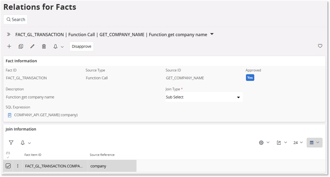 Source Relations for Facts - Technical Documentation For IFS Cloud