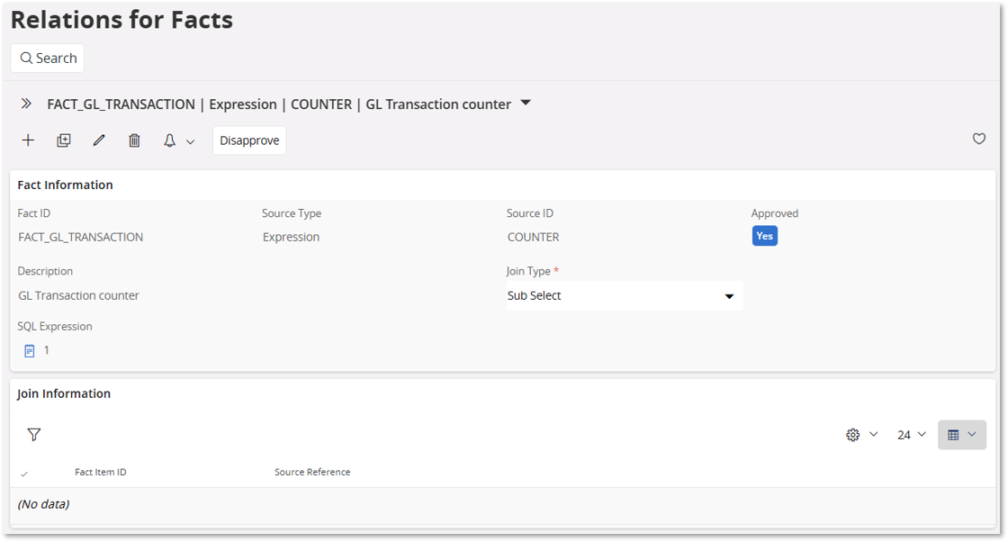 Source Relations for Facts - Technical Documentation For IFS Cloud