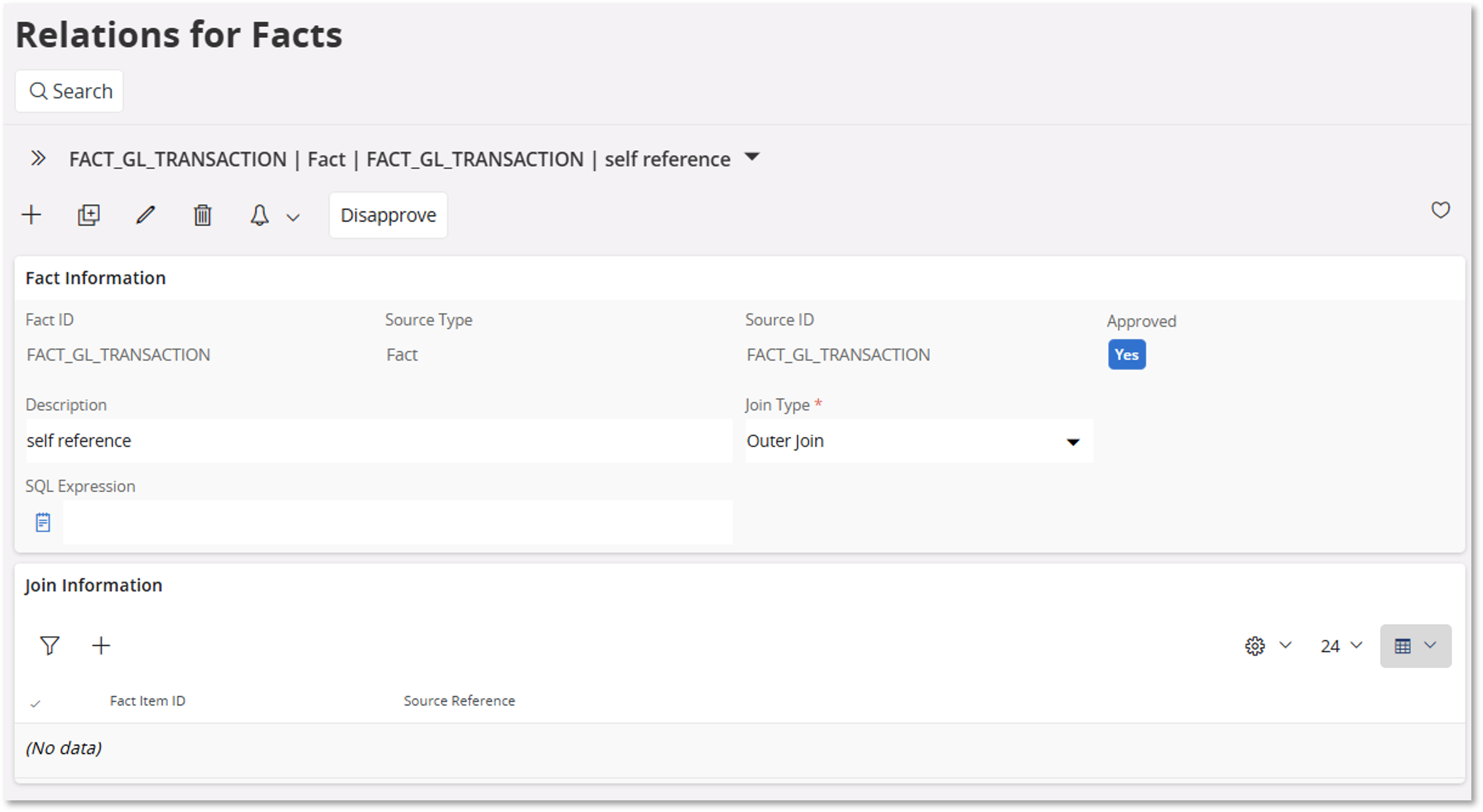 Source Relations for Facts - Technical Documentation For IFS Cloud