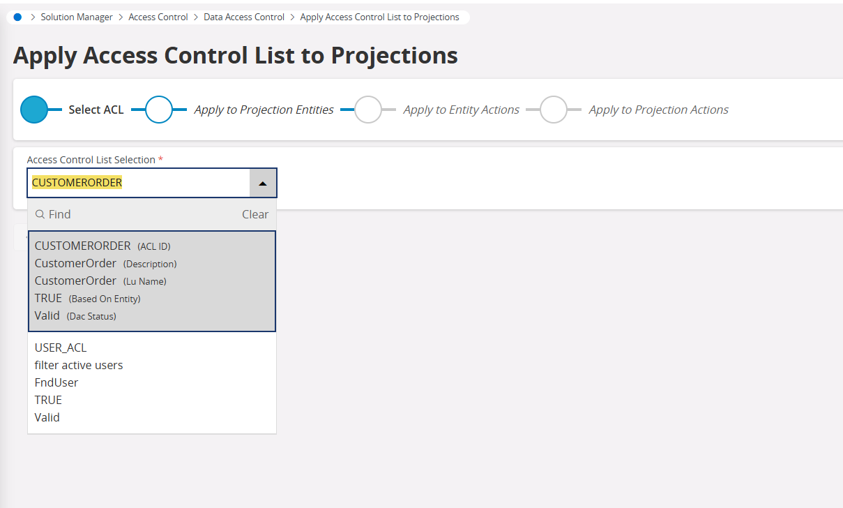 Apply an ACL to Projections - Technical Documentation For IFS Cloud