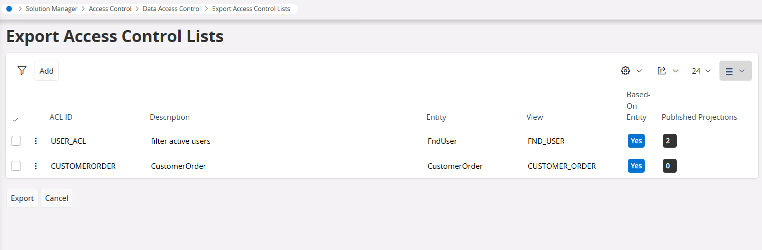 Exporting Access Control Lists - Technical Documentation For IFS Cloud