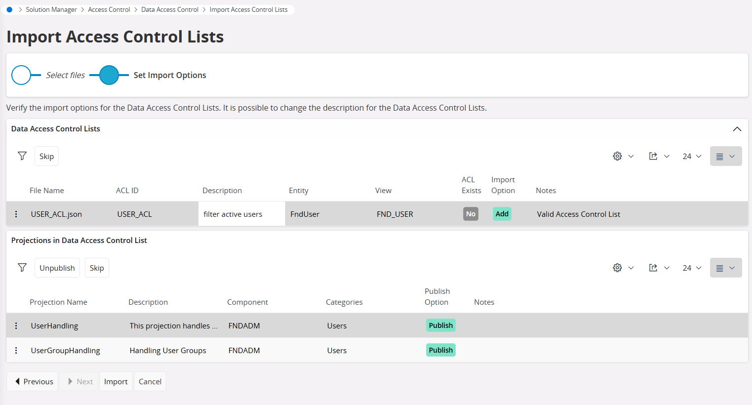 Importing Access Control Lists - Technical Documentation For IFS Cloud