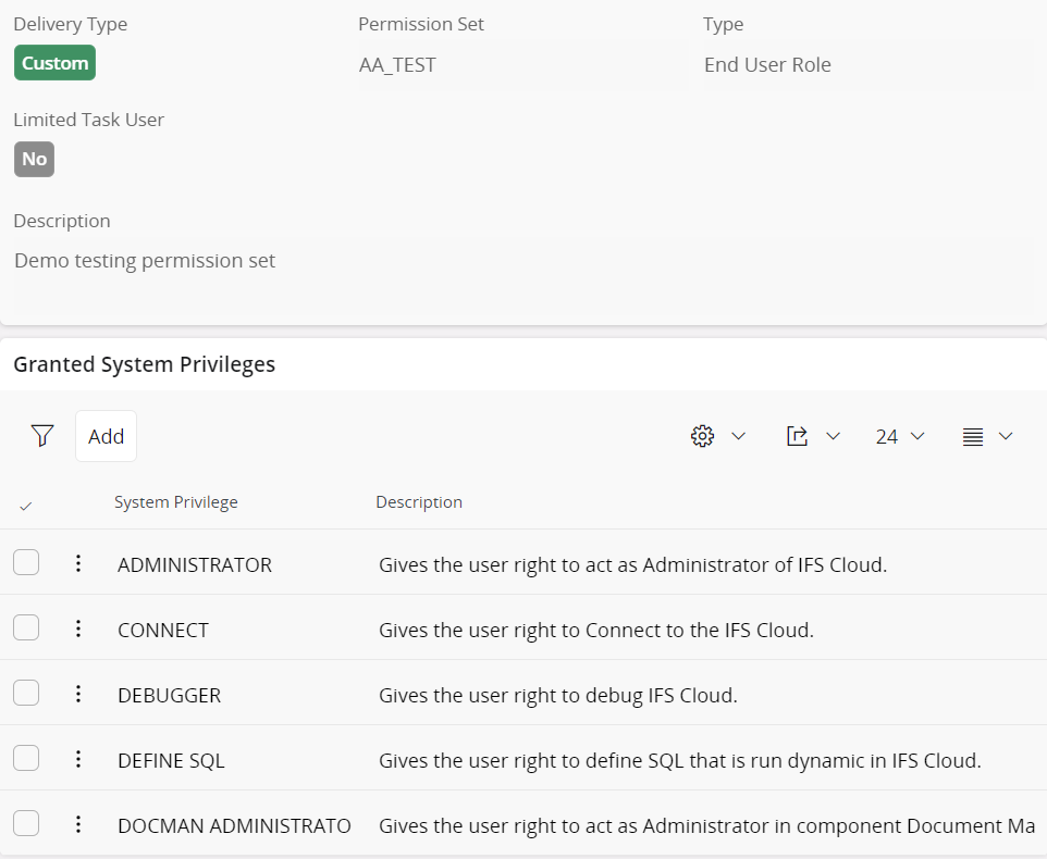 System Privileges - Technical Documentation For IFS Cloud