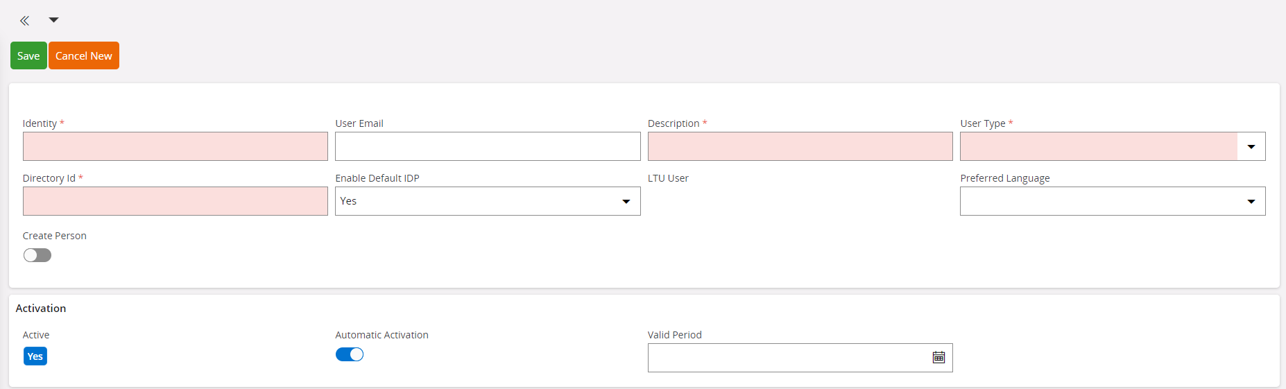 Create New User