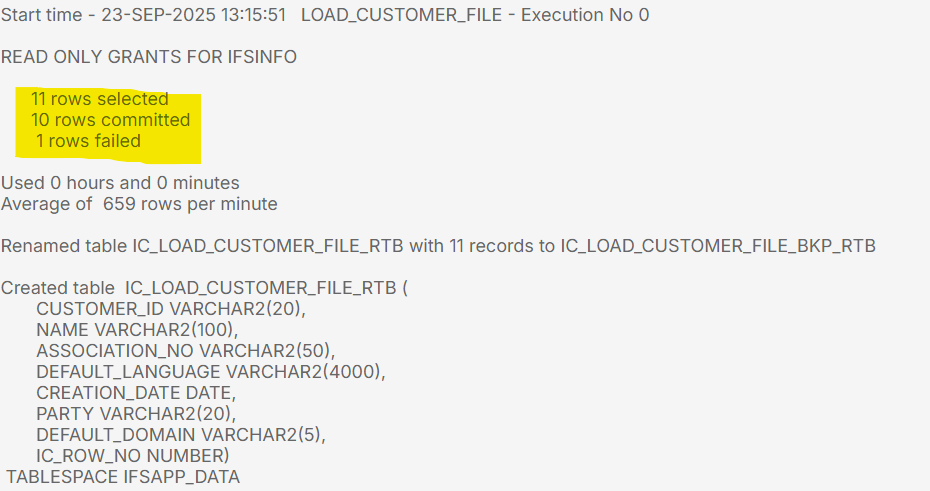 Create Table from File - Technical Documentation For IFS Cloud