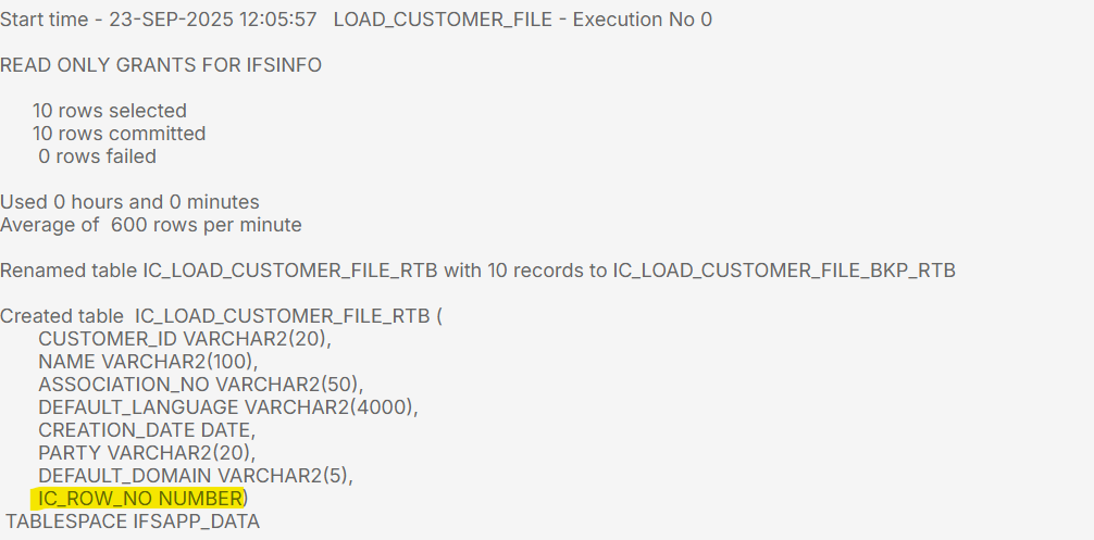 Create Table from File - Technical Documentation For IFS Cloud