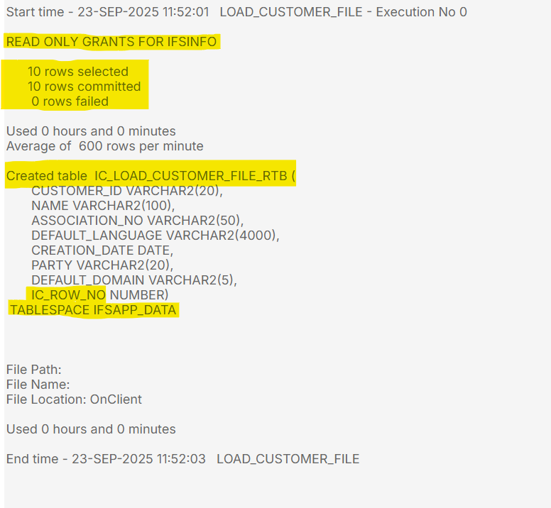 Create Table from File - Technical Documentation For IFS Cloud