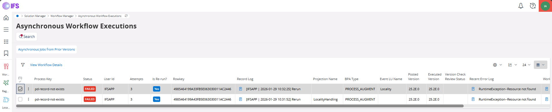 Asynchronous Workflow Executions - Technical Documentation For IFS Cloud