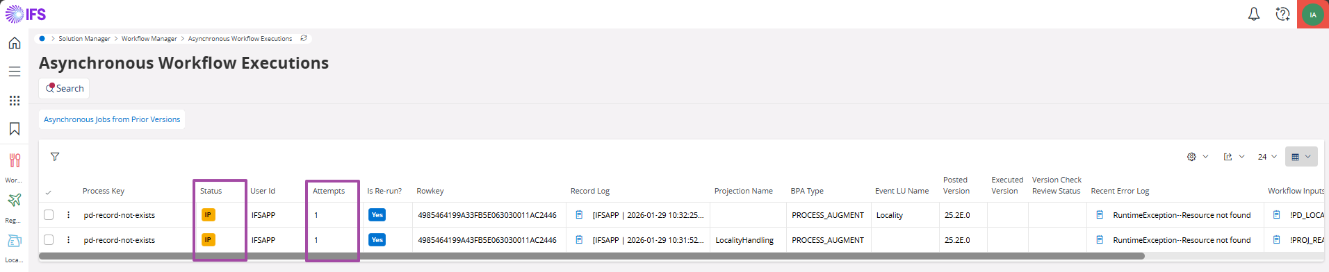 Asynchronous Workflow Executions - Technical Documentation For IFS Cloud