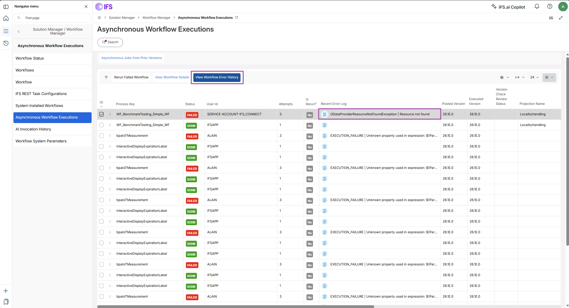 Asynchronous Workflow Executions - Technical Documentation For IFS Cloud