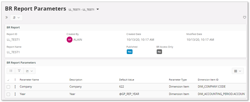 BR Report Parameters - Technical Documentation For IFS Cloud