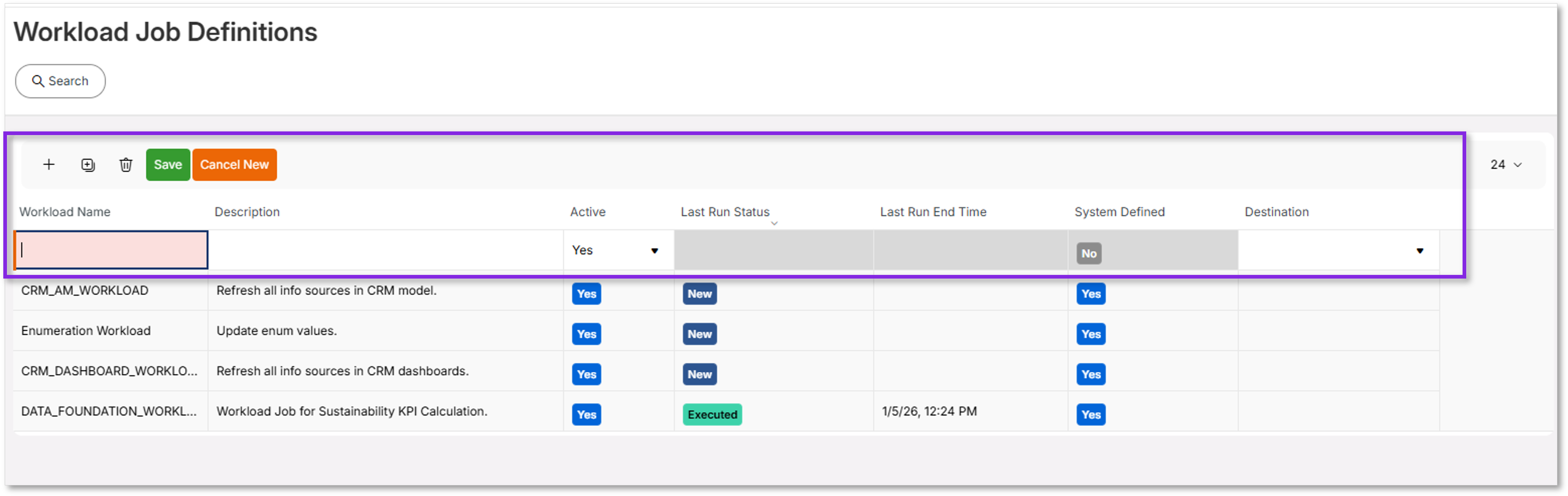 Create Workload Job Definitions - Technical Documentation For IFS Cloud