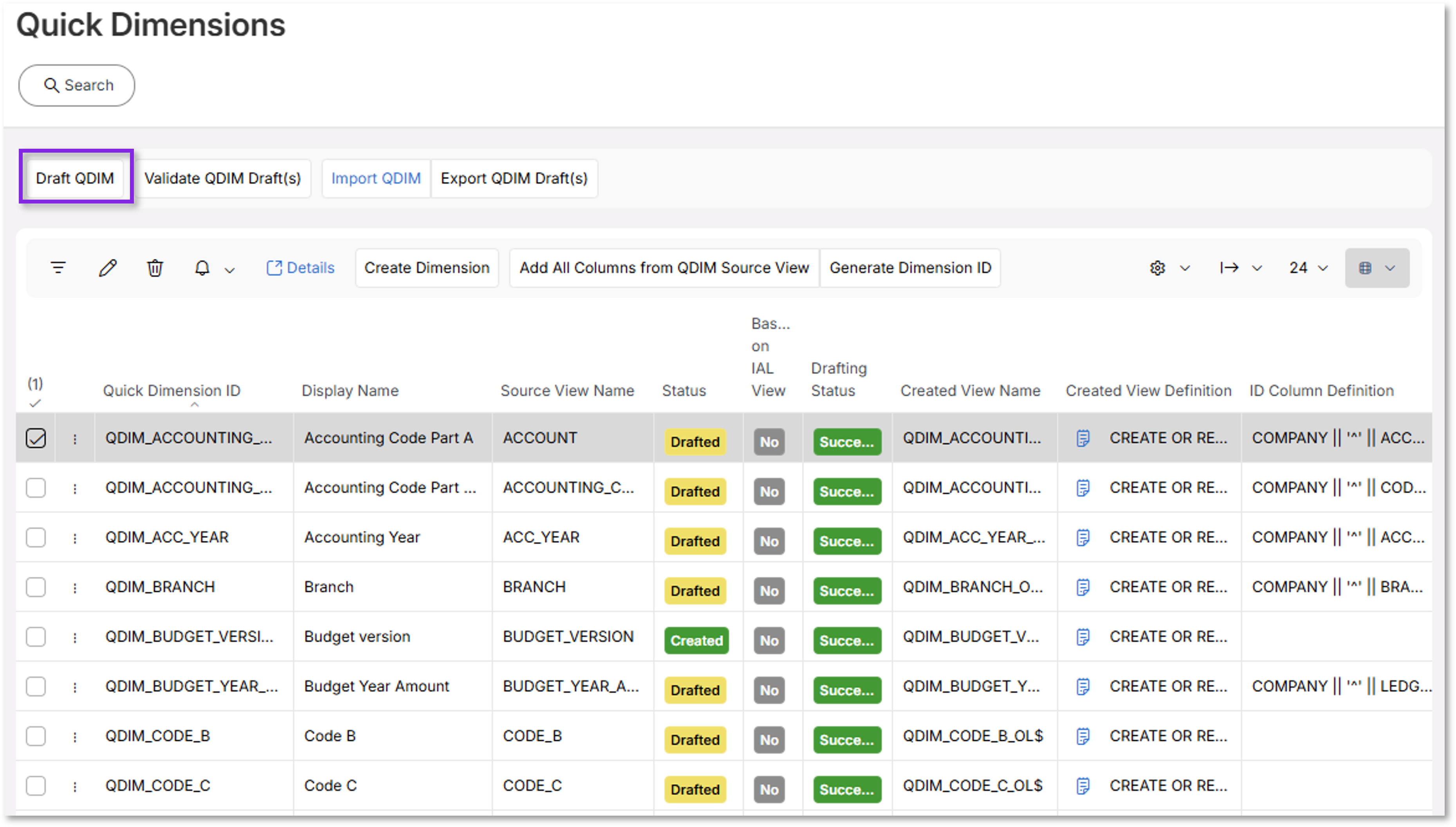 Quick Dimension - Technical Documentation For IFS Cloud