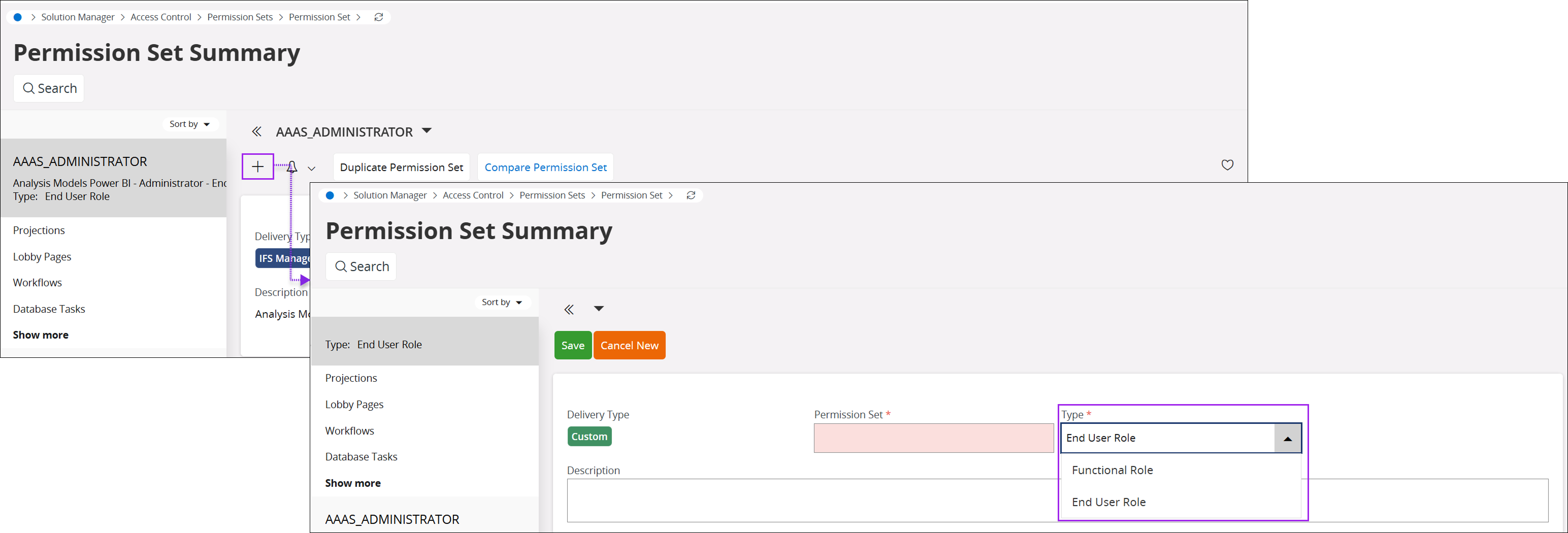 Creating Permission Sets Page