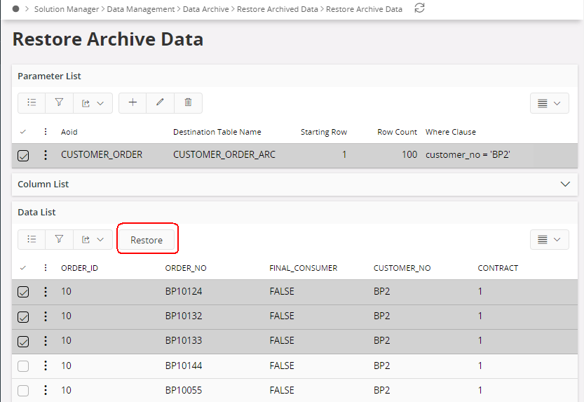 Restore Archived Data - Technical Documentation For IFS Cloud