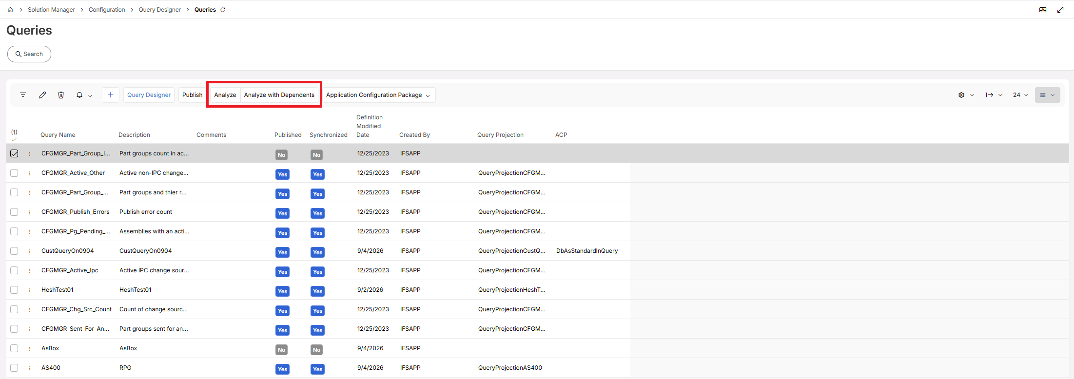 Analyze Query in Query Overview Page