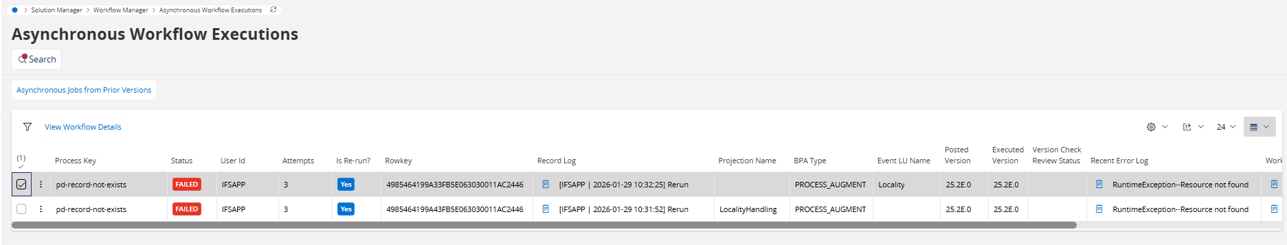 Asynchronous Workflow Executions - Technical Documentation For IFS Cloud