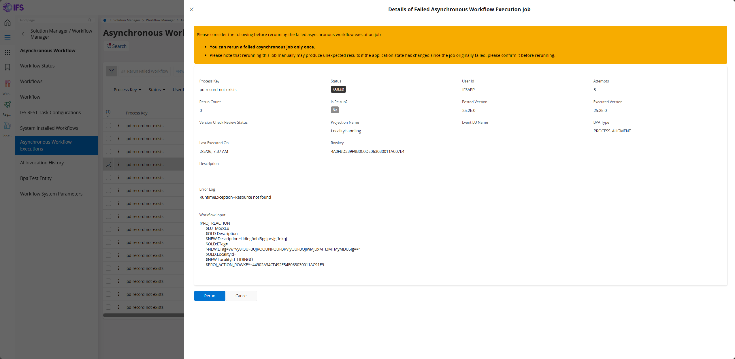 Asynchronous Workflow Executions - Technical Documentation For IFS Cloud