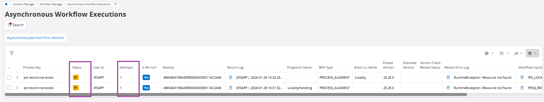 Asynchronous Workflow Executions - Technical Documentation For IFS Cloud