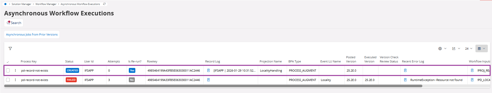Asynchronous Workflow Executions - Technical Documentation For IFS Cloud