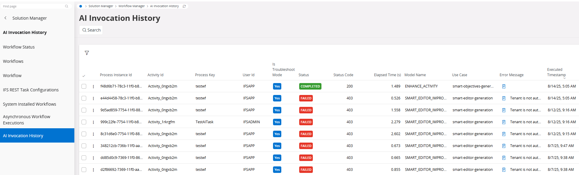 AI Invocation History - Technical Documentation For IFS Cloud