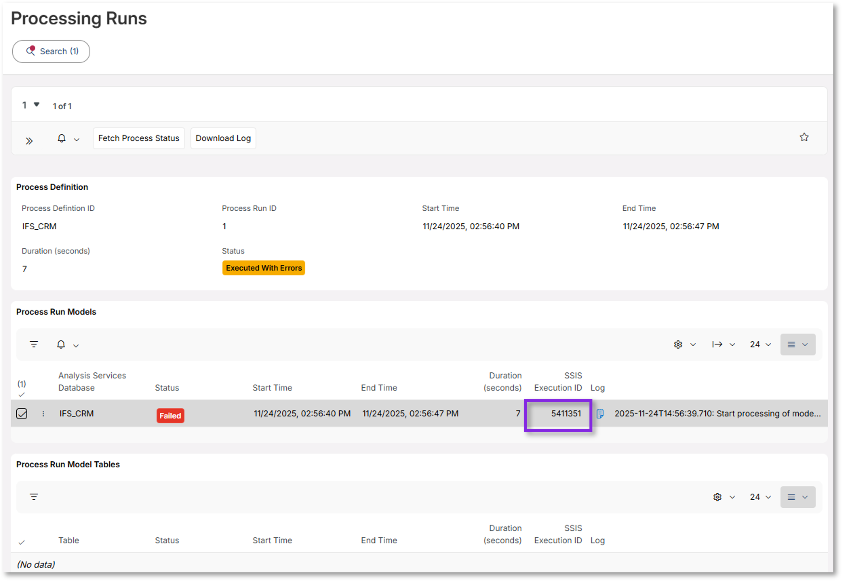 Analysis Models - Tabular :Logs - Technical Documentation For IFS Cloud