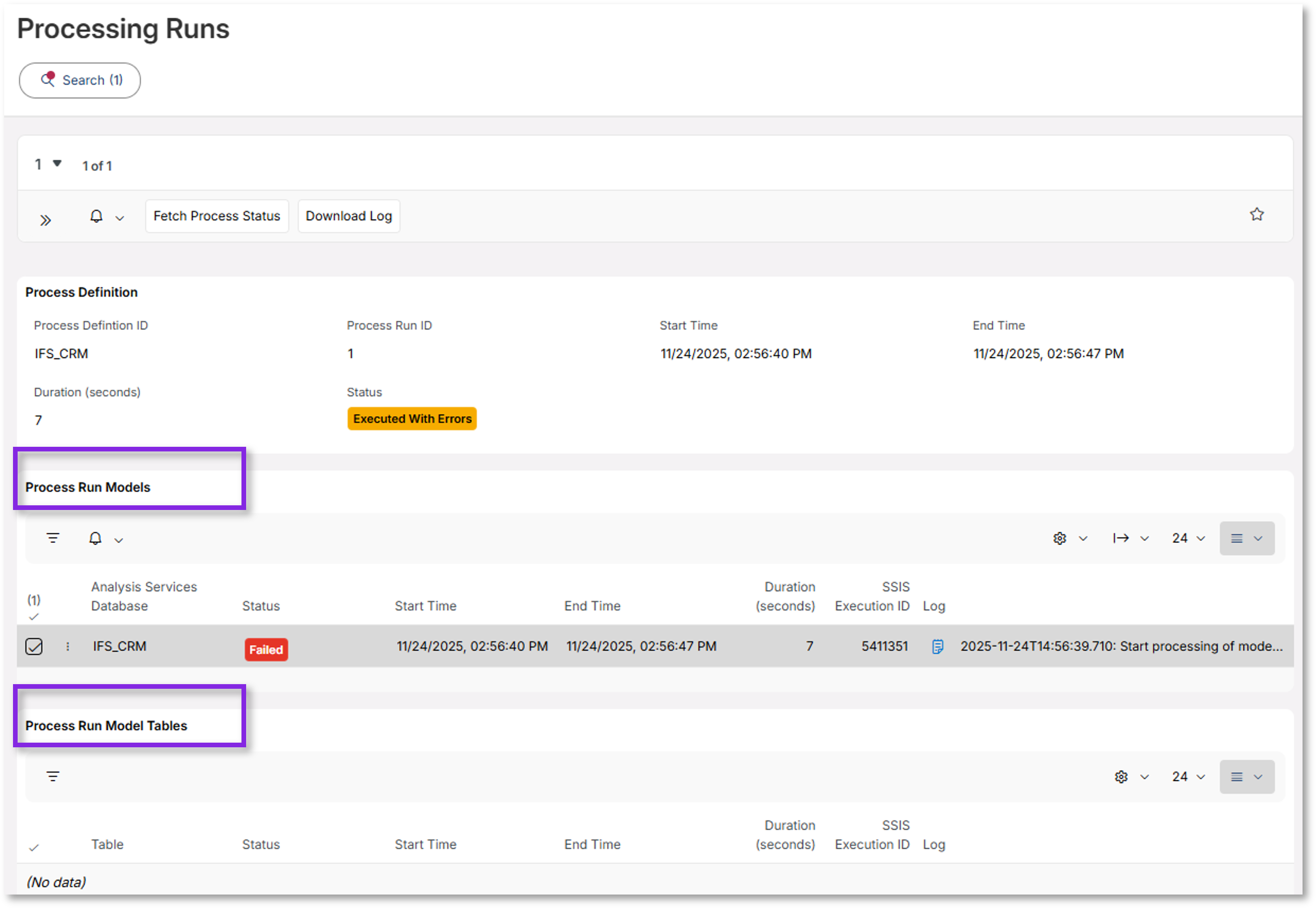 Analysis Models - Tabular :Logs - Technical Documentation For IFS Cloud