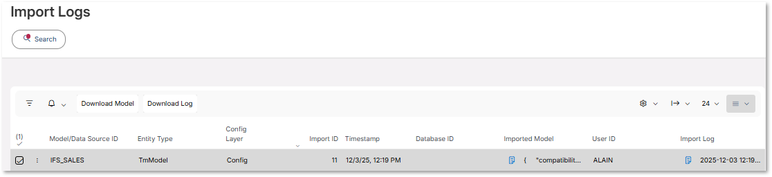 Analysis Models - Tabular :Logs - Technical Documentation For IFS Cloud