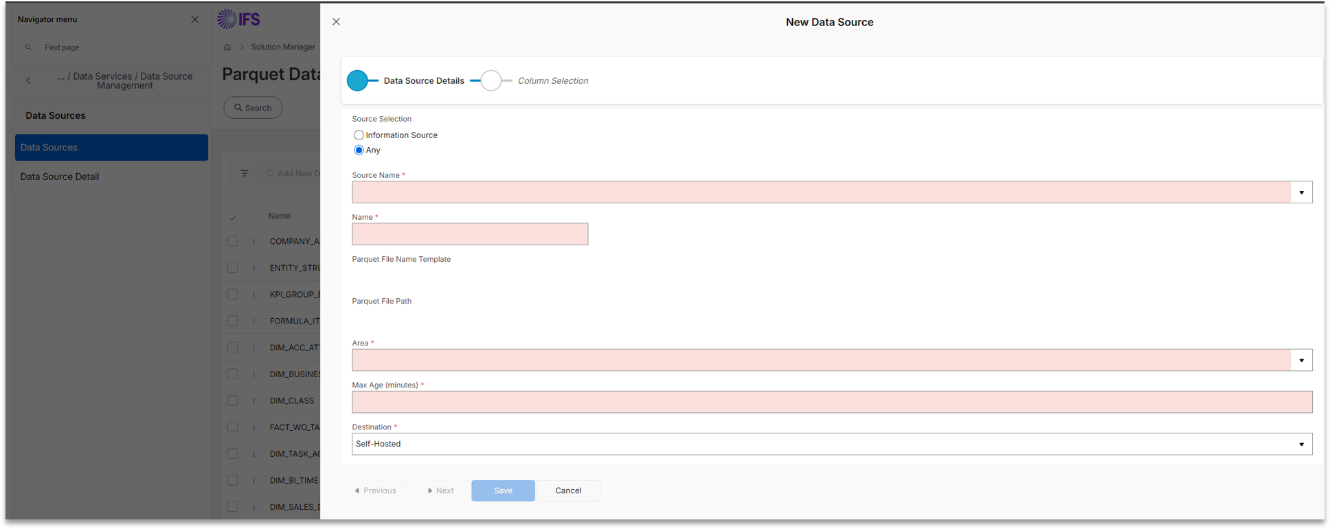 Create Parquet Data Sources - Technical Documentation For IFS Cloud