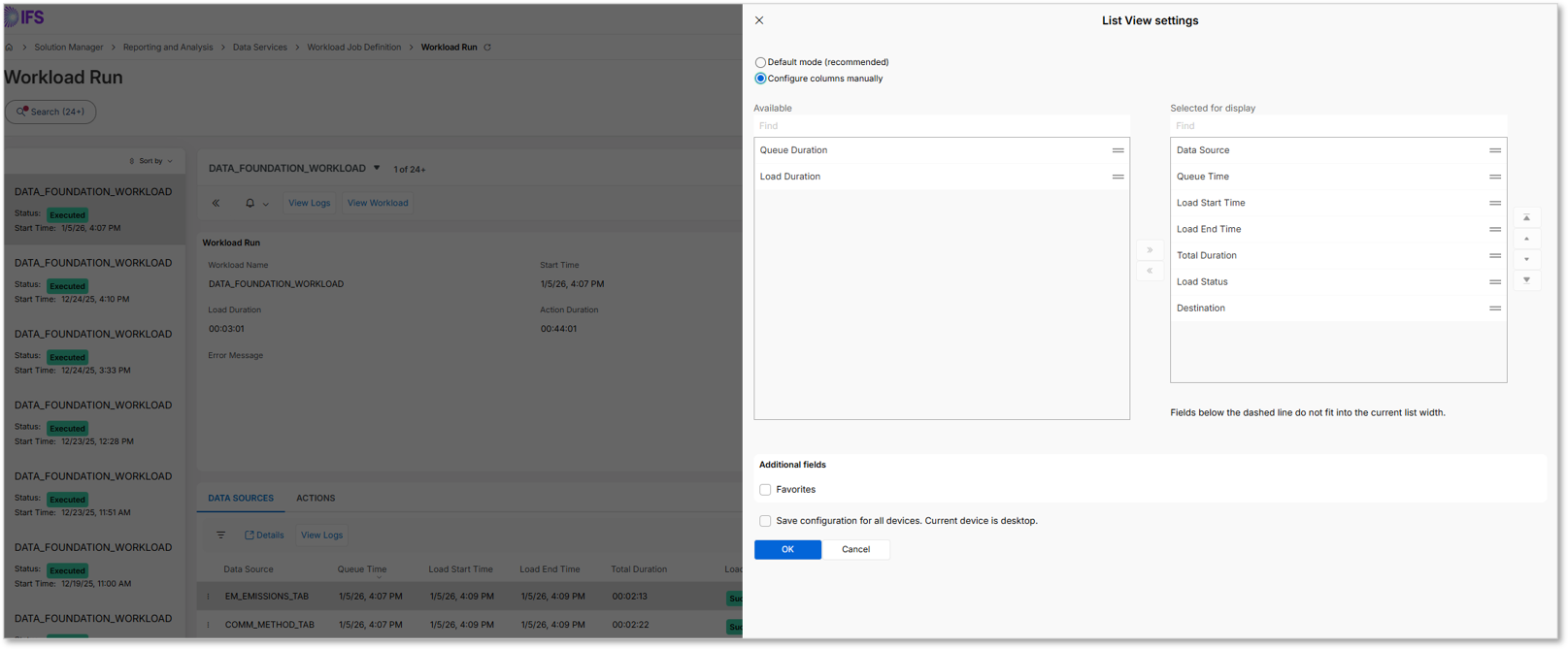 Workload Run - Technical Documentation For IFS Cloud