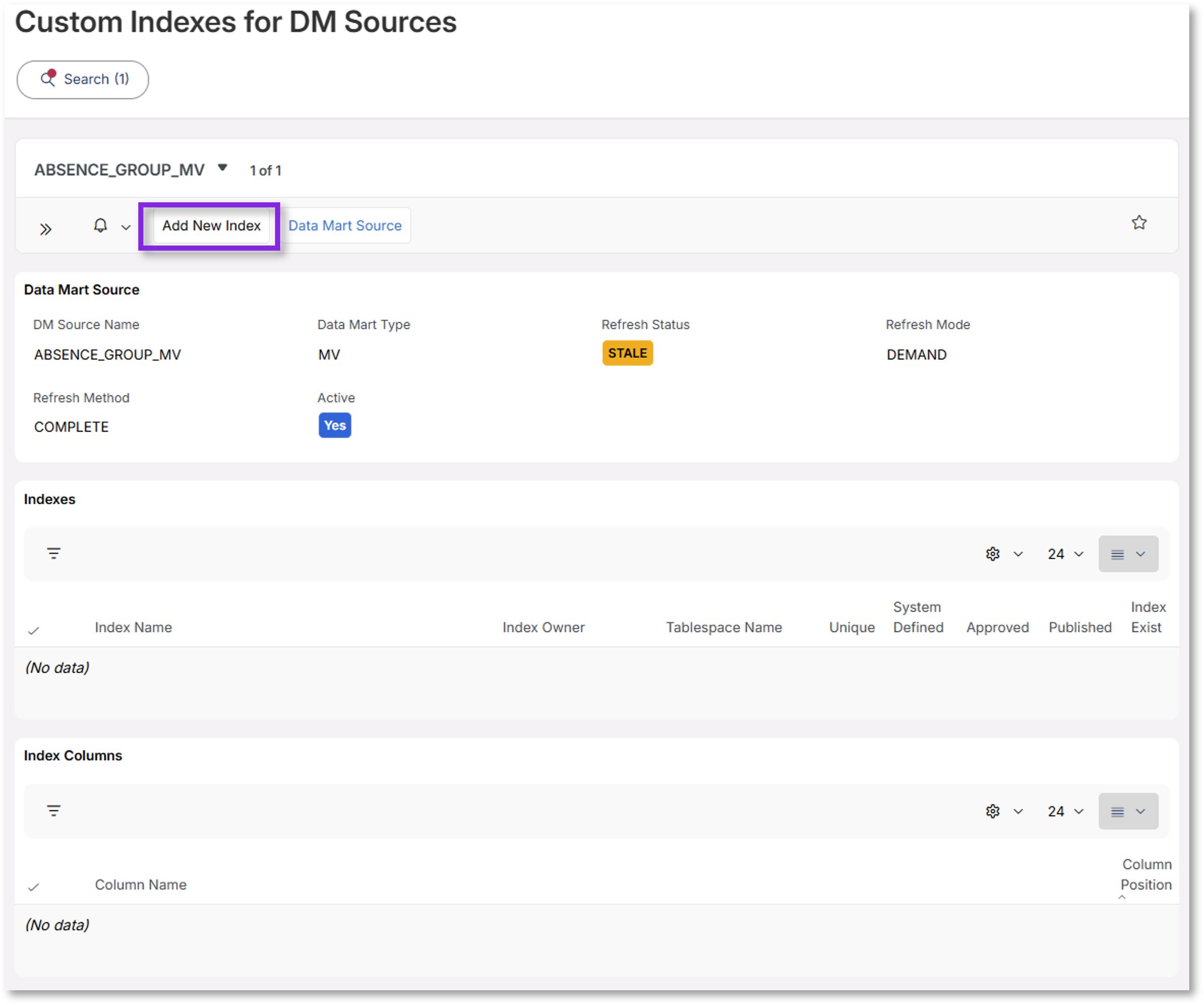 Custom Indexes for Data Mart Sources - Technical Documentation For IFS ...