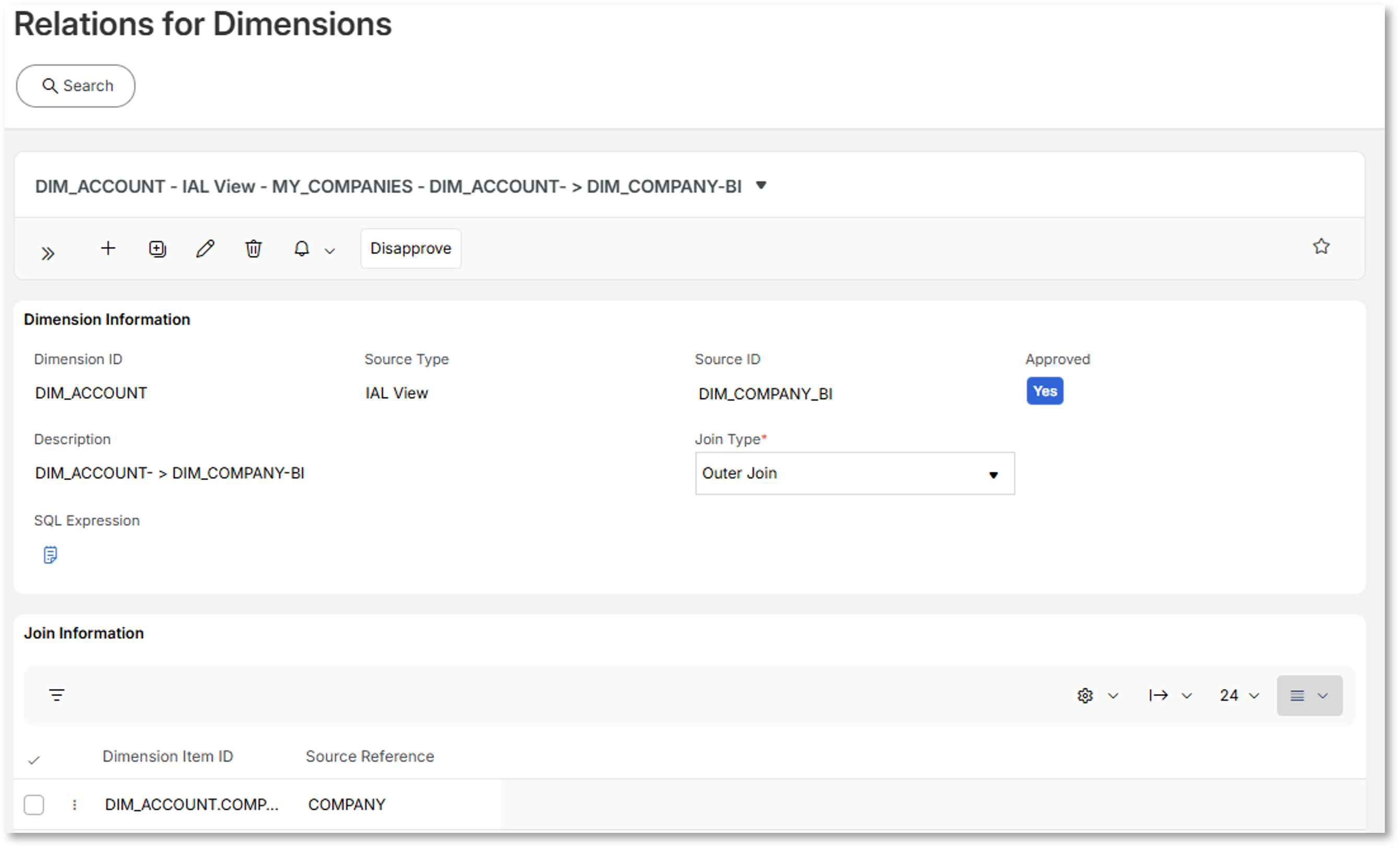 Source Relations for Dimensions - Technical Documentation For IFS Cloud
