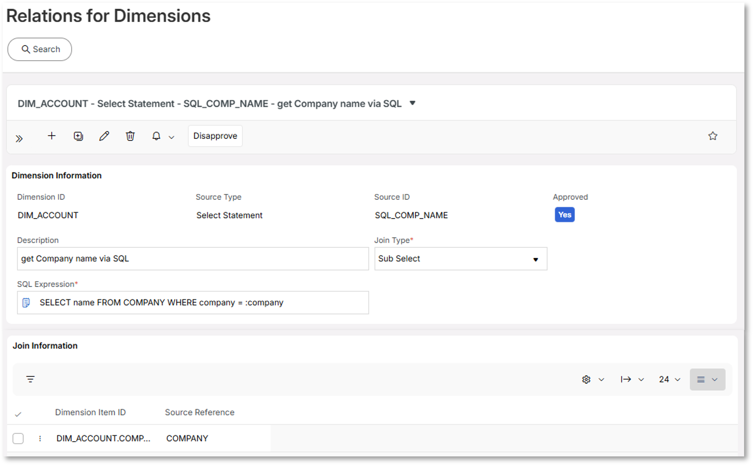 Source Relations for Dimensions - Technical Documentation For IFS Cloud