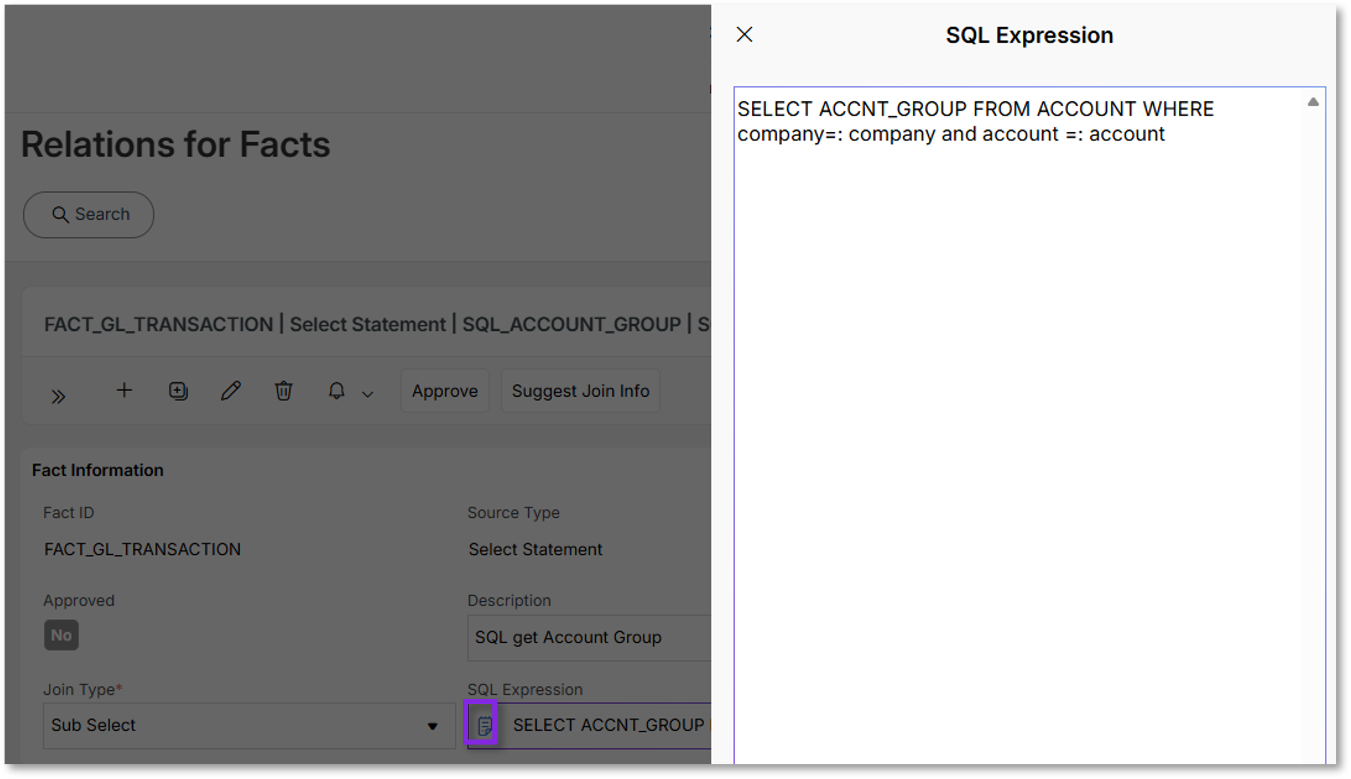 Source Relations for Facts - Technical Documentation For IFS Cloud