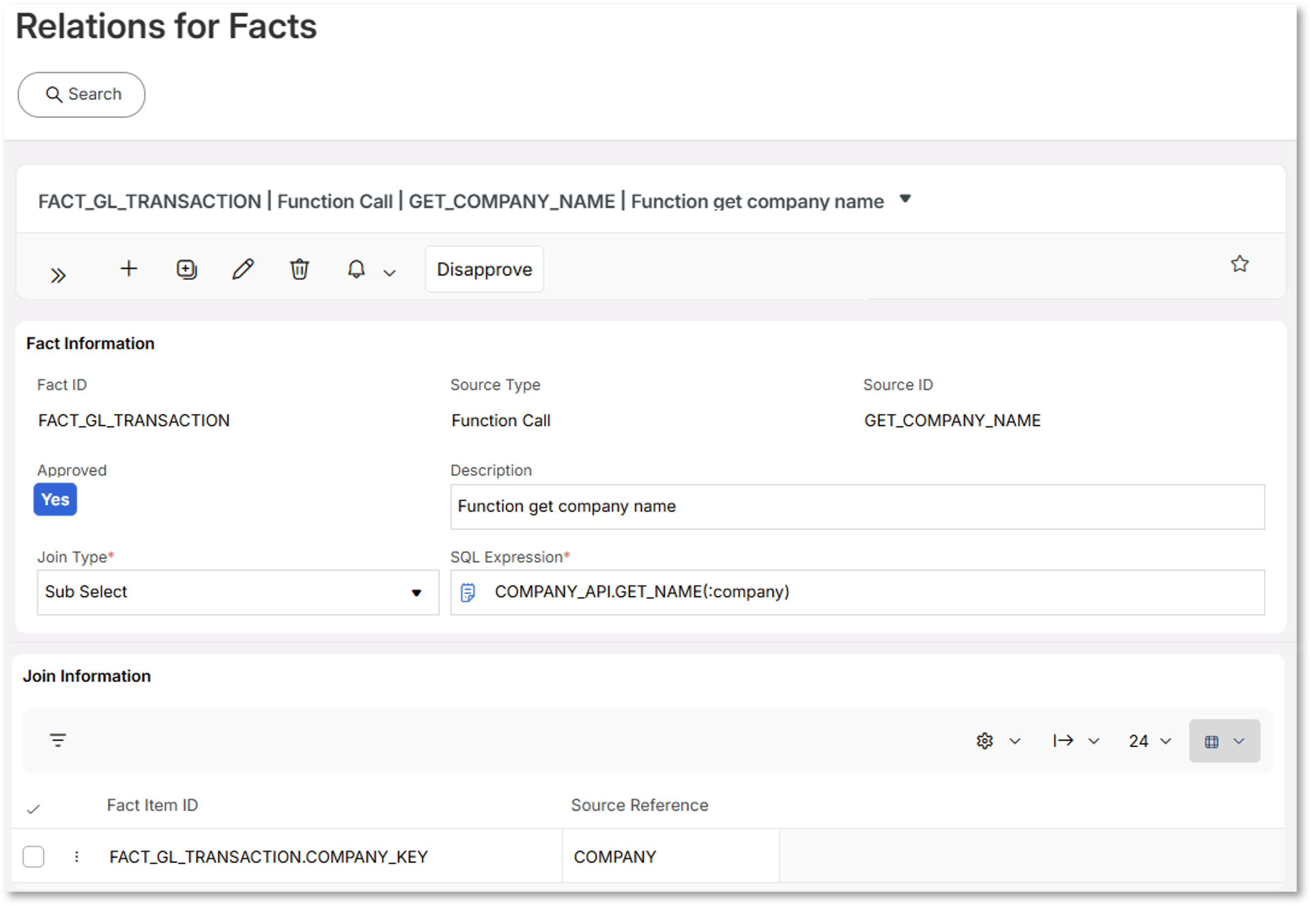 Source Relations for Facts - Technical Documentation For IFS Cloud