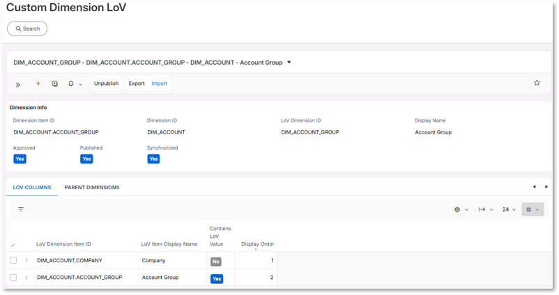Examples - Custom Dimension LoV - Technical Documentation For IFS Cloud
